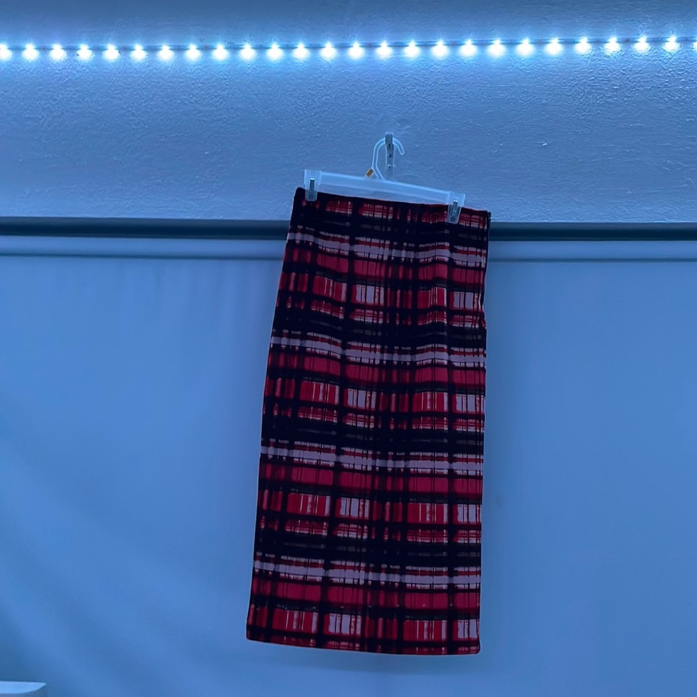 Checkered red and black skirt